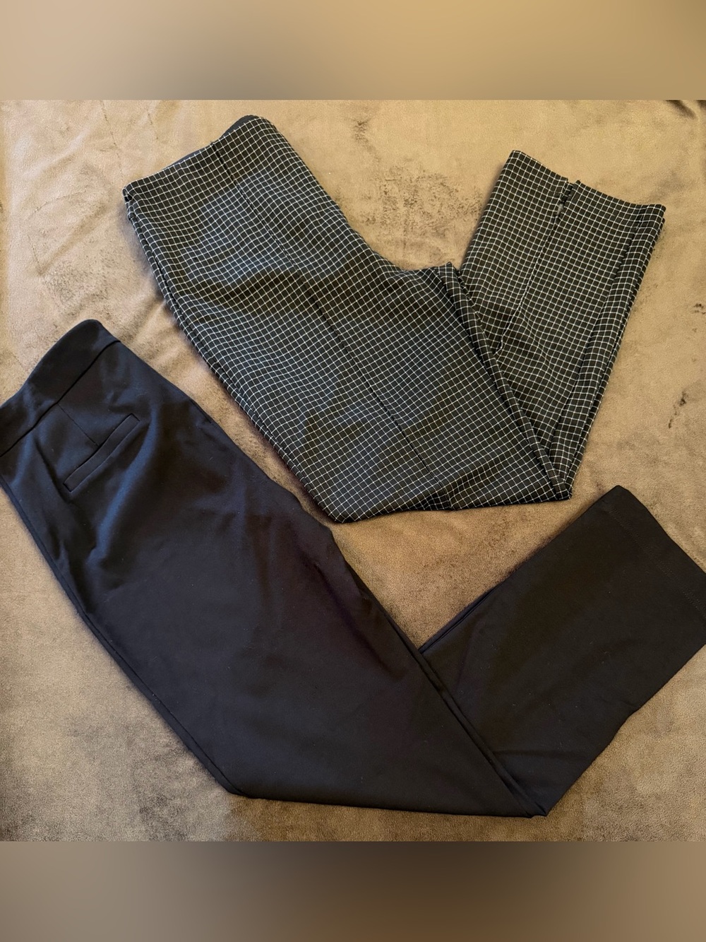 Lyssé New York Bundle (2): Plaid & Solid Black Split Hem Trousers - Size Large